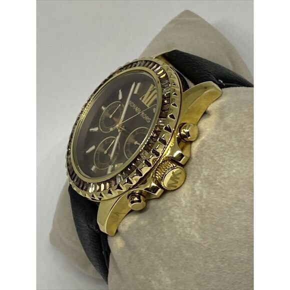 Michael Kors MK5873 Women's Black Leather Analog Dial Quartz Wrist Watch EY660 - Picture 4 of 12